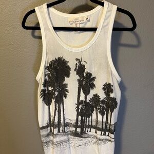 H&M White Tank Top with Black Palm Tree Graphic